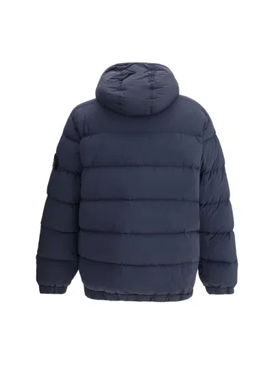 Stone Island Seamless Tunnel Hooded Down Jacket In Blue