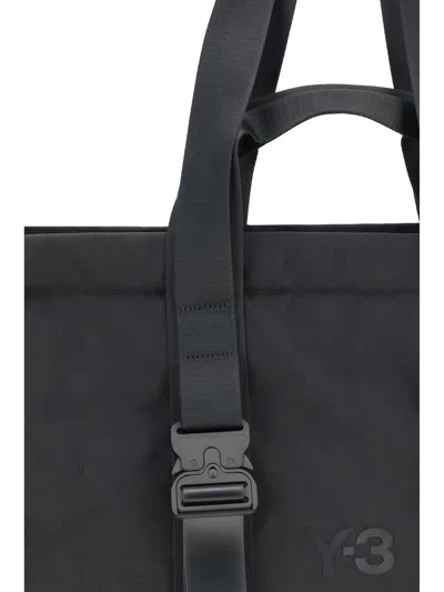 Y-3 Spacious Tote Bag With Leather Straps And Embossed Logo In Black