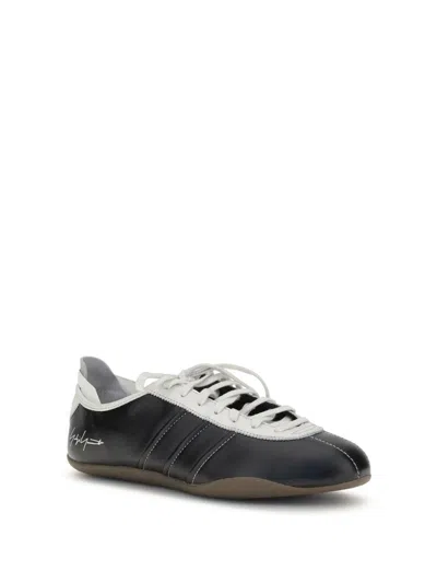 Y-3 Debossed Leather Tokyo Sneakers With Lace-up Closure In Black