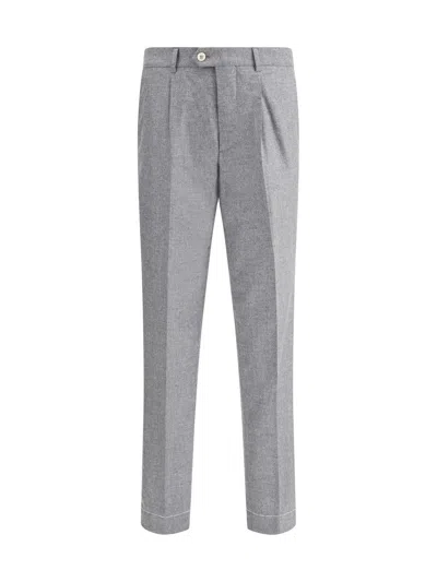 Brunello Cucinelli Men Cashmere-silk Flannel Pants In Gray