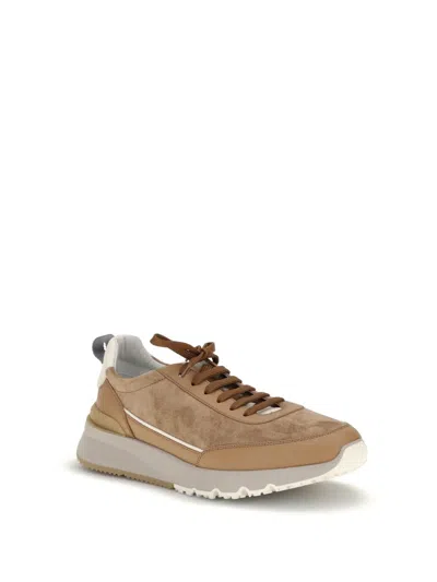 Brunello Cucinelli Low Top Sneakers Contrast Sole In Brown
