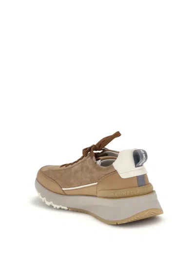 Brunello Cucinelli Low Top Sneakers Contrast Sole In Brown