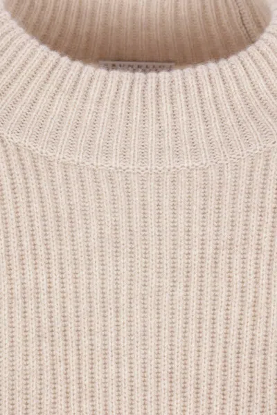 Brunello Cucinelli Women Cashmere Sweater With Removable Cuffs In Animal Print