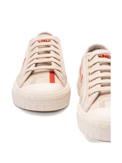 Fendi Canvas Domino Sneakers Featuring Low-top Silhouette In Pink