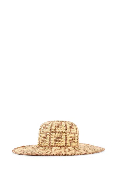 Fendi Cappello Ff In Brown