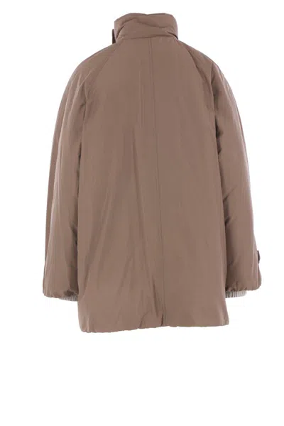 Brunello Cucinelli Short Button Detailing Down Jacket In Brown