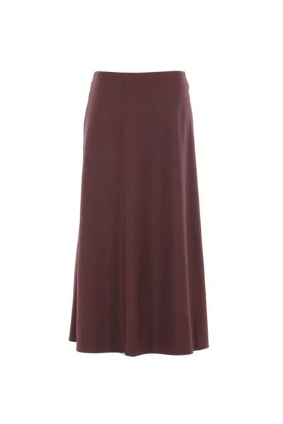 Brunello Cucinelli Virgin Wool-blend Twill Flute Skirt Skirt In Brown