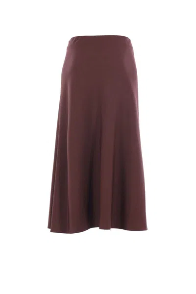 Brunello Cucinelli Virgin Wool-blend Twill Flute Skirt Skirt In Brown