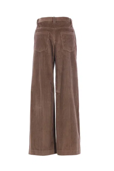 Brunello Cucinelli Women Fluid Corduroy Sartorial Track Trousers With Jewellery In Brown