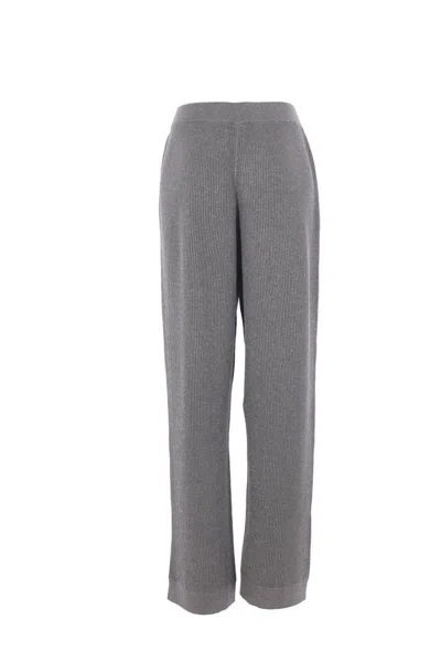 Brunello Cucinelli Vanise Sparkling Knitted Trousers In Gray