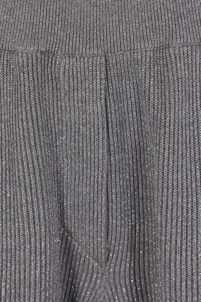 Brunello Cucinelli Vanise Sparkling Knitted Trousers In Gray