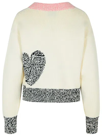 Moschino Jeans White Cotton Blend Cardigan In White