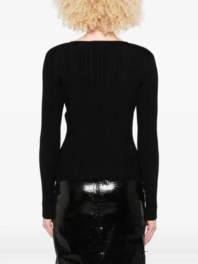 Self-portrait Black Lace Trim Knit Top Tops Black In Black