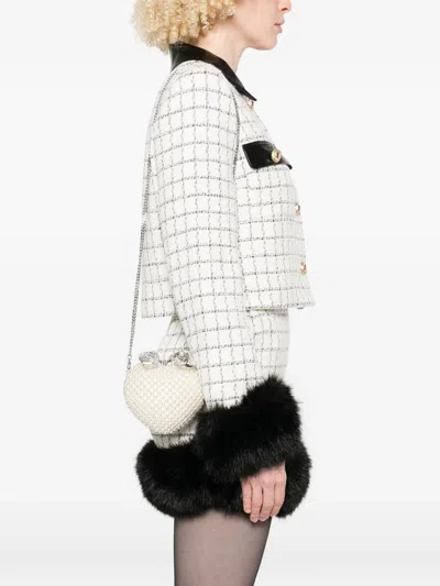 Self-portrait Womens Cream Heart Leather And Faux-pearl Clutch Bag In White