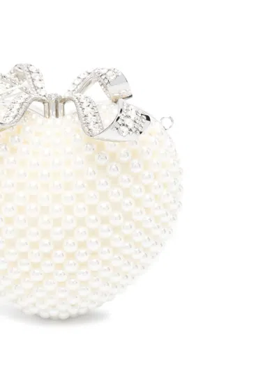 Self-portrait Womens Cream Heart Leather And Faux-pearl Clutch Bag In White