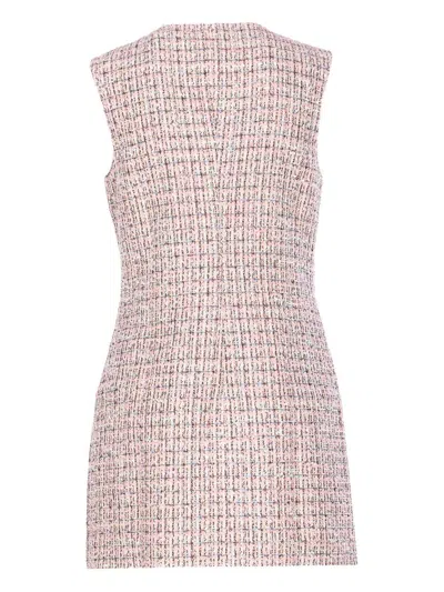 Self-portrait Textured Sleeveless Dress With Fitted Silhouette In Pink