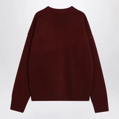 Ami Alexandre Mattiussi Ami Paris Cardigan Ami De Coeur Cherry Color In Wool And Cashmere Men In Red