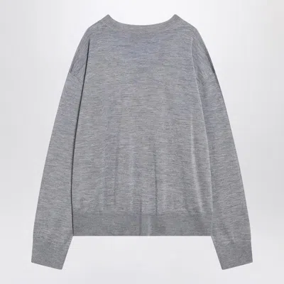 Ami Alexandre Mattiussi Ami Paris Ribbed Hem Sweater With Embroidered Logo In Gray