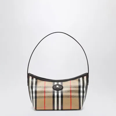 Burberry Womens Sand Mini Highlands Waxed-cotton Baguette Shoulder Bag In Brown