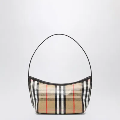 Burberry Womens Sand Mini Highlands Waxed-cotton Baguette Shoulder Bag In Brown