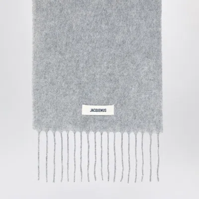 Jacquemus Alpaca And Mohair Fringed Scarf In Gray