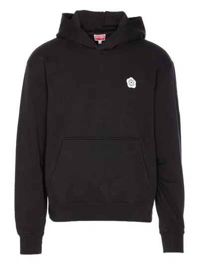 Kenzo Boke Flower 2.0 Cotton Hoodie With Front Print And Kangaroo Pocket In Black