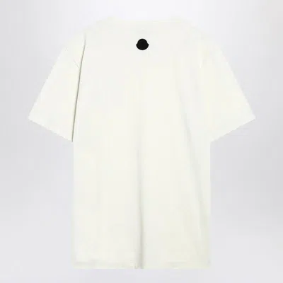 Moncler White Cotton T-shirt With Three-dimensional Logo In White