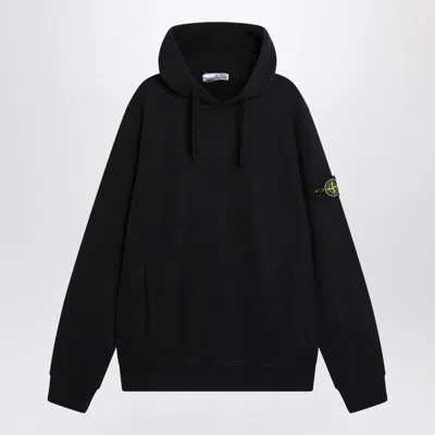 Stone Island Brushed Organic Cotton Fleece Oversized Fit Hoodie Clothing In Black