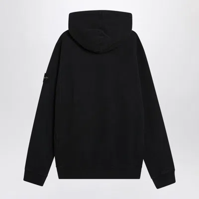 Stone Island Brushed Organic Cotton Fleece Oversized Fit Hoodie Clothing In Black