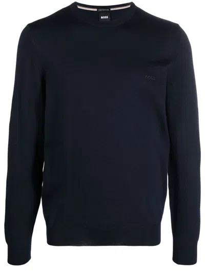 Hugo Boss Boss Virgin Wool Sweater In Blue