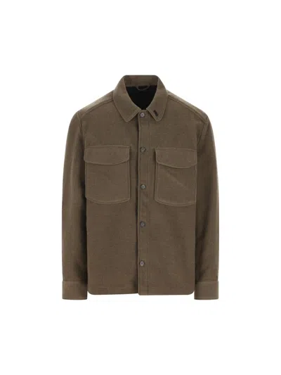 Massimo Osti Studio Patch-pocket Button Shirt Jacket In Brown