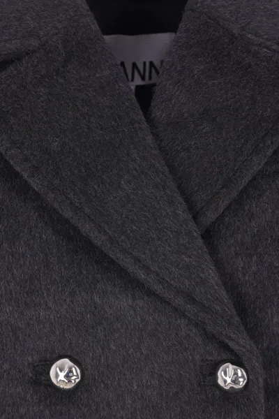 Ganni Jackets Grey In Black
