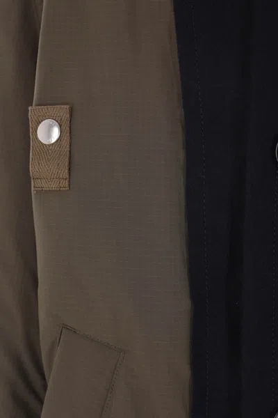 Sacai Double-breasted Anchor-button Coat In Blue