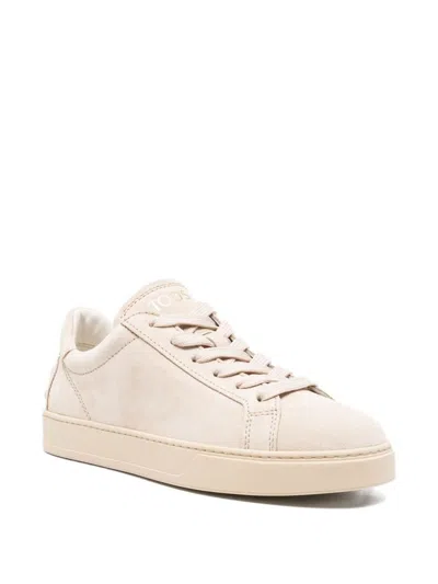 Tod's Suede Low-top Sneakers Studded Detailing In Neutral