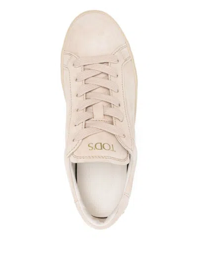 Tod's Suede Low-top Sneakers Studded Detailing In Neutral