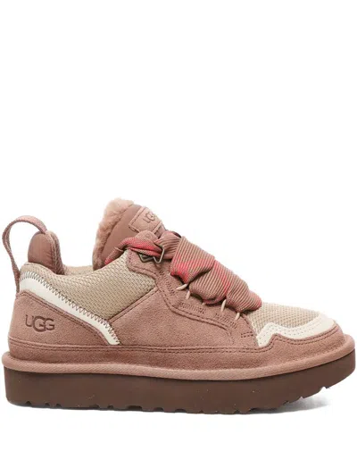 Ugg Ribbon-lace Leather Sneakers In Brown