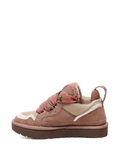 Ugg Ribbon-lace Leather Sneakers In Brown