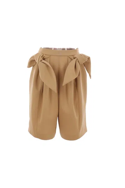 Zomer Clair Canvas Shorts With Bows In Brown