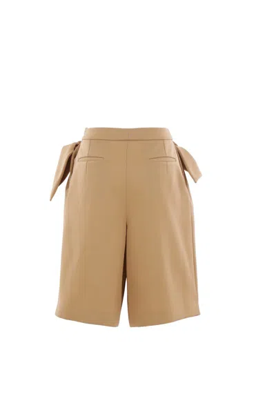 Zomer Clair Canvas Shorts With Bows In Brown