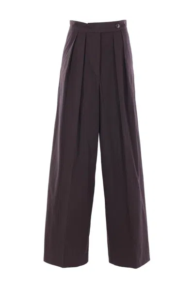 Dries Van Noten Wide Leg Trousers Pleated Design Button Detail In Neutral
