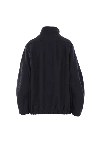 Dries Van Noten Oversized High Collar Jacket With Elastic Hem In Black