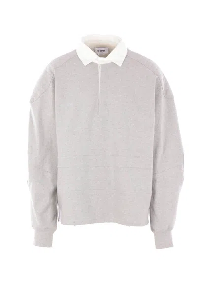 Hed Mayner Logo-embroidered Polo-collar Sweatshirt In White