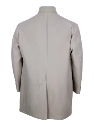 Eleventy Stand Collar Wool Coat In Gray