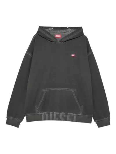 Diesel Hooded Kangaroo Pocket Sweatshirt In Black