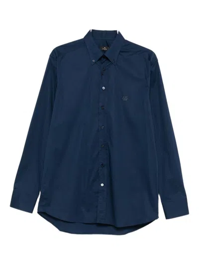 Etro Collared Shirt Button-up Long Sleeves In Burgundy