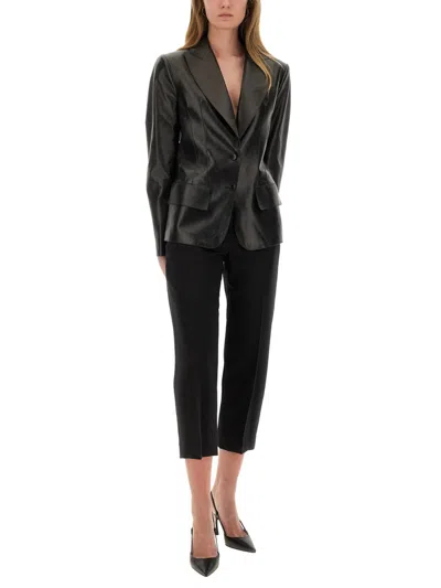 Khaite Cam Straight-leg Woven Trousers In Black