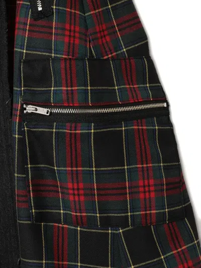 Undercover Plaid-panelled Midi Skirt In Blue