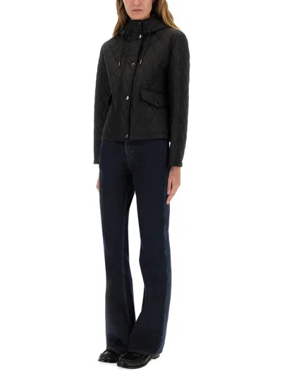Burberry Quilted Nylon Cropped Jacket In Black