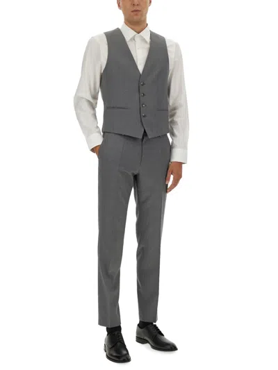 Hugo Boss Boss Tailored Slim Fit Pants With Clean Front And Back Pockets In Gray