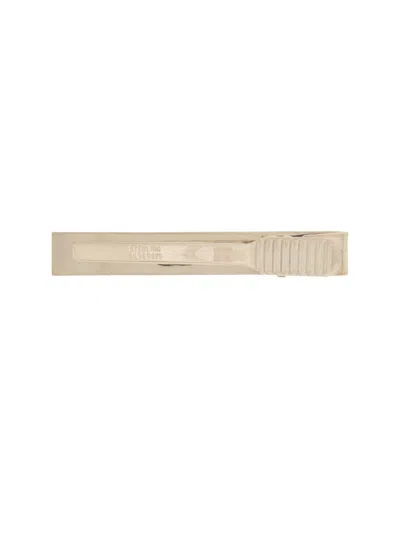 Thom Browne Minimalist Sterling Silver Tie Clip With Textured Grip In Brown